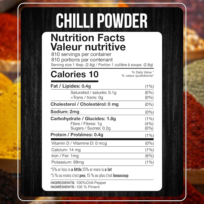 Fresh Finest Bulk Spices Commercial and Home Cooking 5 LB Chili Powder - Red Pepper Seasoning, Freshly Packed at the Source Non-GMO, Ground Red Chili Best for Stews, Meat Rubs, Salsa, and More - 5 LB