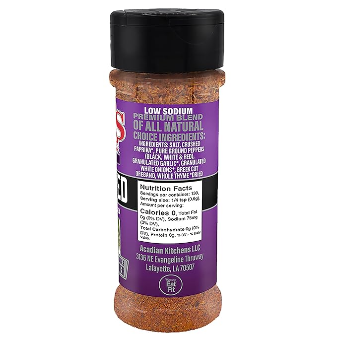 Cajun's Choice Blackened Seasoning - 2.75 oz Jar, Pack of 2, All Natural, Low Salt, Gluten-Free - Authentic Louisiana Spice for Fish & BBQ