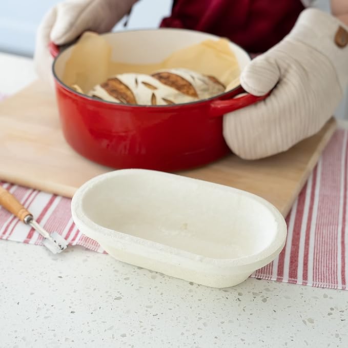 Bulka Small Oval 500g Banneton Bread Proofing Basket Pressed Wood Pulp Brotform - Plane Non-Stick Batard Sourdough Banneton Basket, Made in Germany.