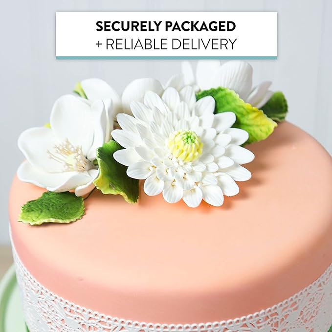 Global Sugar Art Poppy Anemone Sugar Cake Flowers, White with Green Center, 3 Count by Chef Alan Tetreault