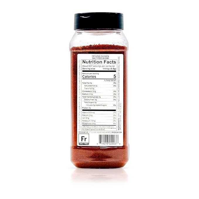 Spiceology ??Fryless Chicken Salt-Free Seasoning ??Bold Blend of Garlic, Mustard Seed, Celery Seed & Paprika ??Perfect for Chicken, Seafood, Vegetables & More ??18 oz