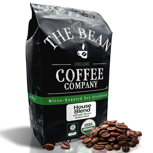 The Bean Organic Coffee Company House Blend, Medium Roast, Whole Bean Coffee, 5-Pound Bag