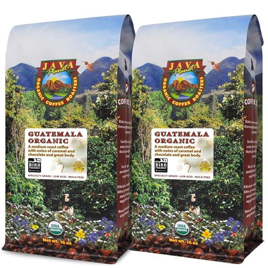 Low Acid Organic Coffee ??Whole Bean, Mold-Free & Stomach Friendly by Java Planet, Guatemalan Single Origin Coffee, Medium Roast, Smooth Full Flavored, 2x1LB Bag