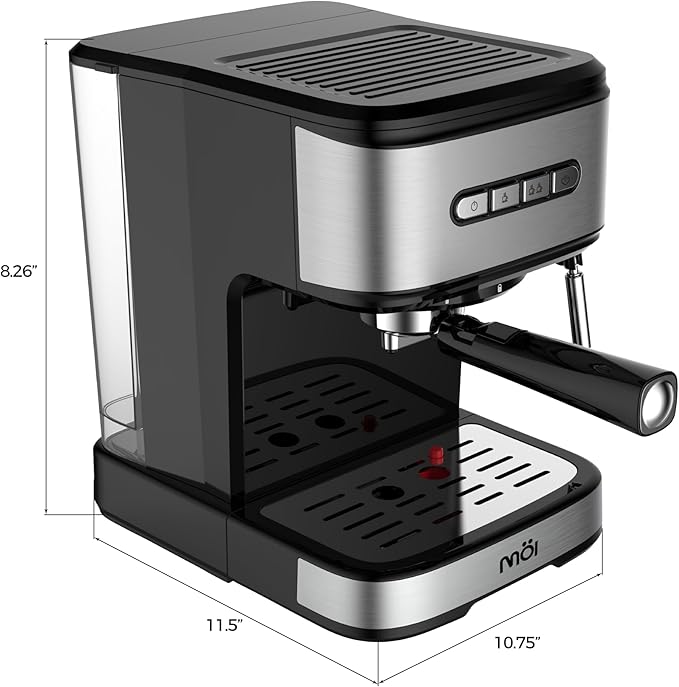 M철i Espresso Machine High Pressure - Espresso Maker with Milk Frother Steam Wand, Automatic Cappuccino & Latte Maker with Volume Control, Espresso Coffee Machine with 1.5 L Removable Water Tank-15 Bar