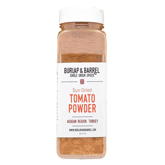 Burlap & Barrel Sun-Dried Tomato Powder - Deep Umami and Savory Tanginess for Popcorn, Fried Chicken, Sauces & Salads - As seen on Shark Tank - 16oz Plastic Container