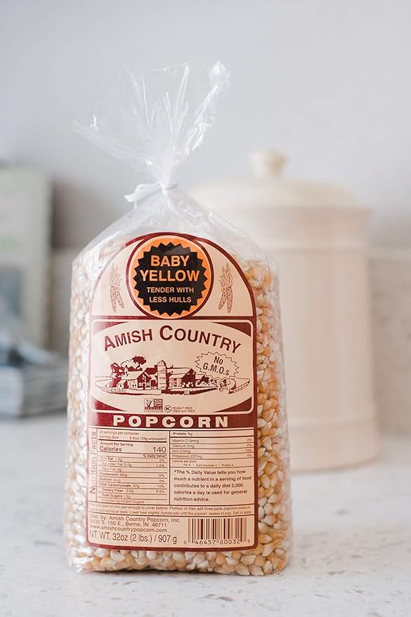 Amish Country Popcorn | 2 lb Bag | Baby Yellow Popcorn Kernels | Old Fashioned, Non-GMO and Gluten Free (Baby Yellow - 2 lb Bag)