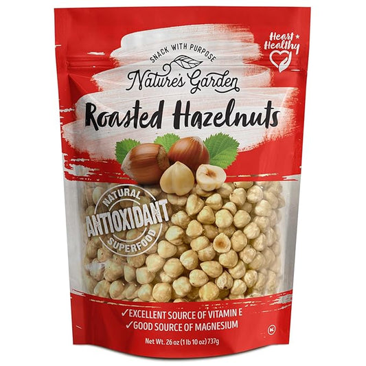 Nature’s Garden Roasted Hazelnuts – 26oz, Whole Roasted Hazelnuts, Raw Bulk Hazelnuts, High Fiber, Kosher Certified, Cholesterol Free, Hazelnuts For Baking, Healthy Snack – Bulk 26 Oz Bag (Pack of 1)