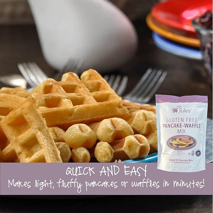 gfJules Certified Gluten Free Pancake & Waffle Mix | No Grit, Non-GMO, Vegan | Certified Top 9 Allergen-Free & Kosher | Voted #1 by Gluten Free & Celiac Consumers | 16 Ounces, Pack of 12