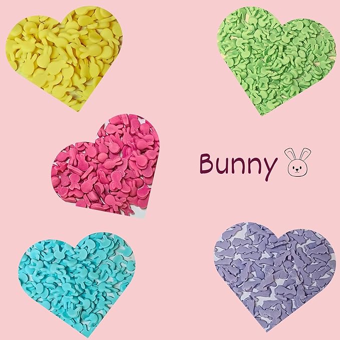 Confect Easter Sprinkles Edible | Assorted pack of 5 Parrot Green, Yellow, Pink and Sky Blue Easter Bunny I Cookies, Desserts & cupcake Decorating | Edible Sprinkles Mix for Baking & Cake Decorative