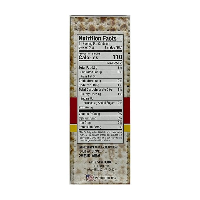Streit's Lightly Salted Matzo - America's #1 Matzah, Thin & Crispy, Non-GMO, Low Fat, Vegan, Nut Free, Family Owned, Kosher Certified, Pair with Soups, Spreads & Salads (11oz, Pack of 3)