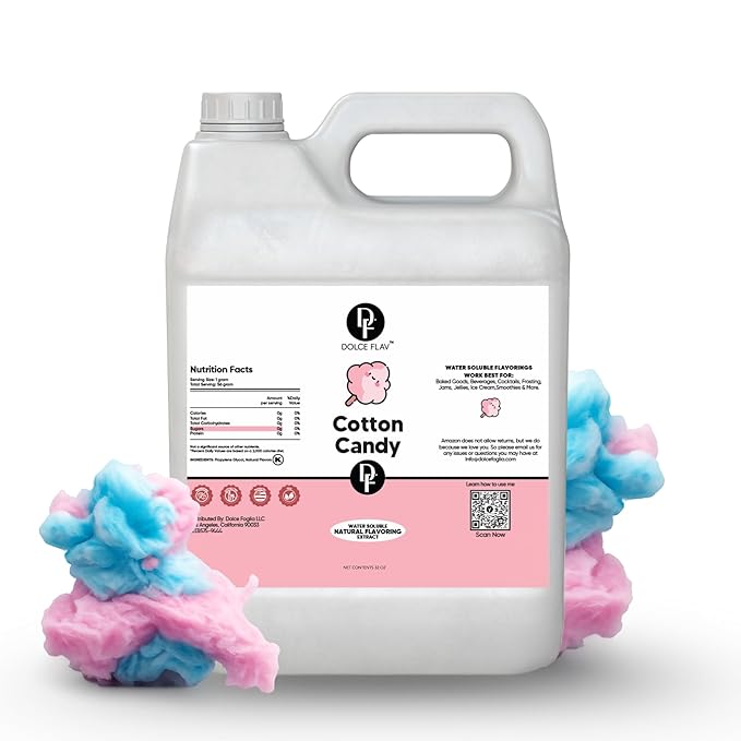 Dolce Flav Cotton Candy Flavoring ??32 oz. ??Premium Water-Based Extract for Ice Cream, Boba, Desserts, Beverages & Baked Goods | Great for Cafés, Bakeries & Restaurants