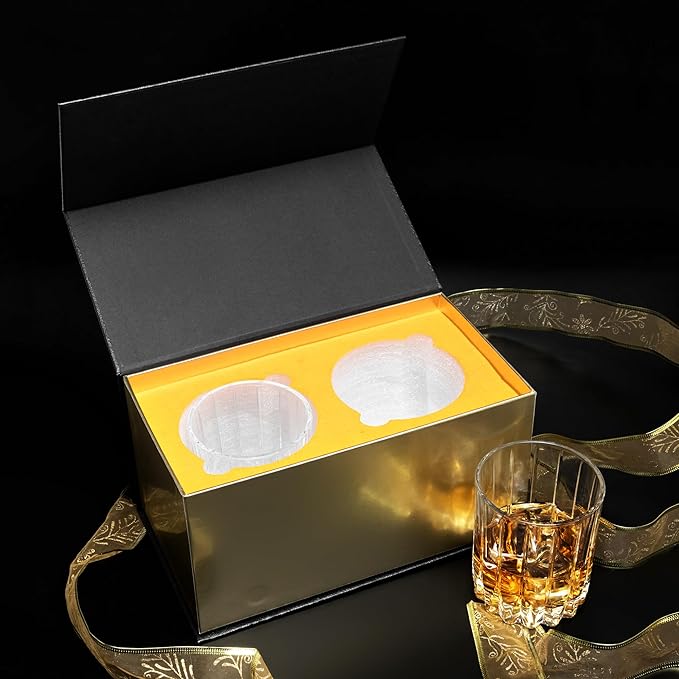 KANARS Old Fashioned Whiskey Glasses Set of 2-10 Oz Crystal Rocks Glasses for Bourbon Cocktail Scotch Snifter Malt Cognac - Unique Men Gift