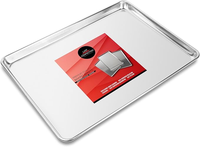 Last Confection 12 Cookie Baking Sheets 15" x 21" - Rimmed Aluminum Jelly Roll Trays - Three-Quarter Sheet Pans