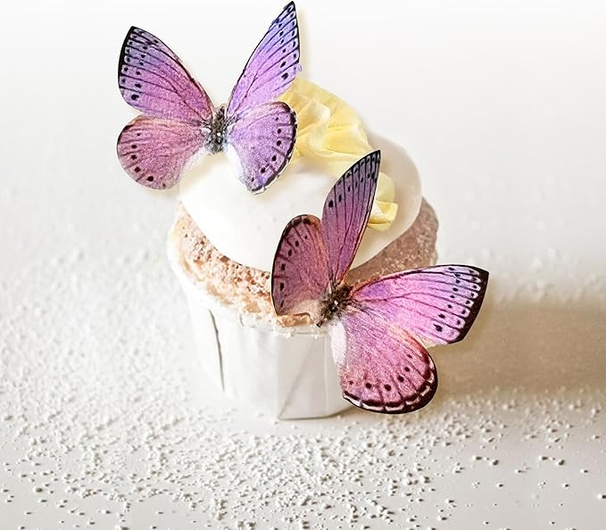 Sugar Robot Edible Butterflies for Cake Decorating- Large Size Butterfly Decorations - Cake Toppers and Cupcake Toppers - Made in the USA - Premium Crafted (Light Purple)