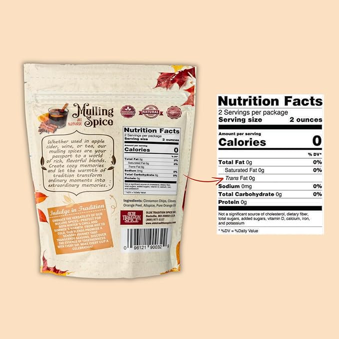 Olde Tradition Mulling Spices for Apple Cider, Mulled Wine Spices Kit, 4oz Traditional Mulled Spice Mix with Muslin Bag for Steeping Stovetop Simmer Pot Hot Toddy Tea Christmas Glühwein Holiday Drink