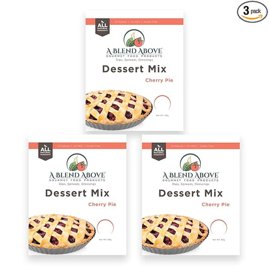 A Blend Above Cherry Pie No Bake Dessert Mix - All Natural, Vegan, Gluten Free, No MSG - Instant Dessert Mix, Fruit Dip, Bagel Topping, Frosting, Cheesecake Filling - Makes 16 Oz (Pack of 3)