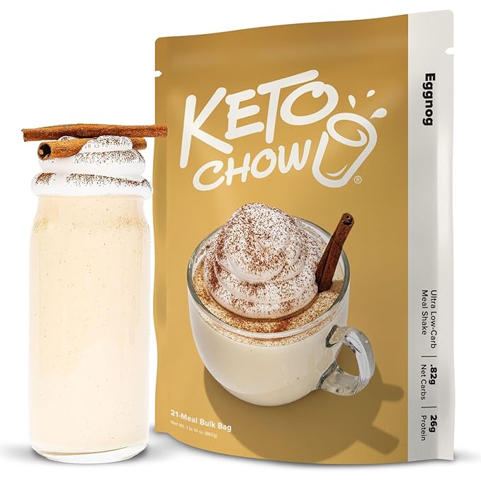 Keto Chow Eggnog | Keto Meal Replacement Shake Powder | Nutritionally Complete | Low Carb | Delicious Easy Meal Substitute | Protein Rich You Choose The Fat | 21 Meals
