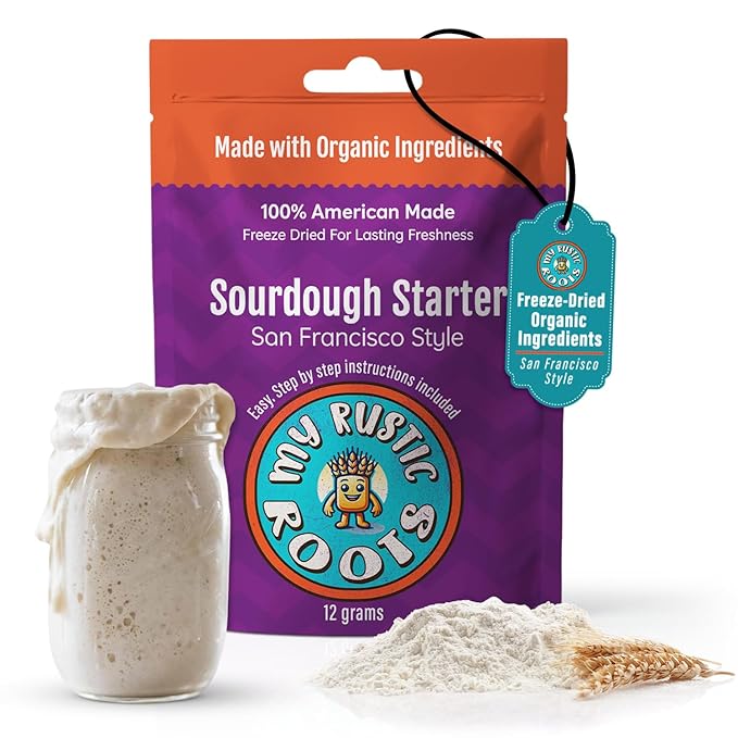 MY RUSTIC ROOTS San Francisco Sourdough Starter Culture ??All Natural & Organic Sourdough Bread Starter - Beginner Friendly - Perfect for Baking Delicious Homemade Artisan Bread, Pizza & More - 12g