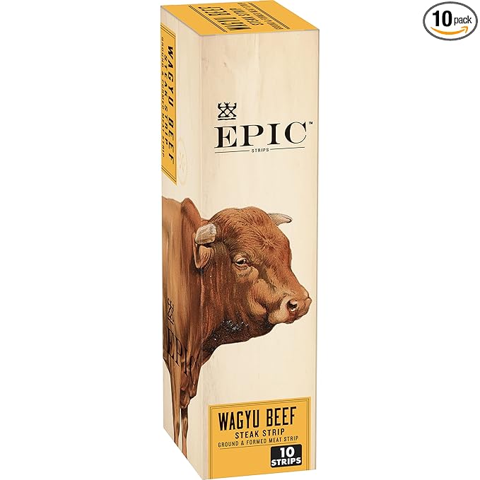 EPIC Snack Strips, Wagyu Beef Steak, Grass-Fed and Paleo Friendly, 0.8 oz, 10 ct