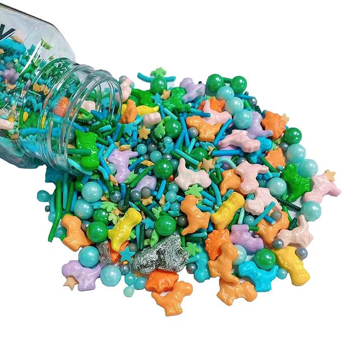 Sentovac Dinosaur Sprinkle Edible Cake Decorating Dinosaur Pearl Candy Mix Colorful Sprinkle for Cake Cupcake Topper Cookie Baking Decorations Party Birthday Supplies