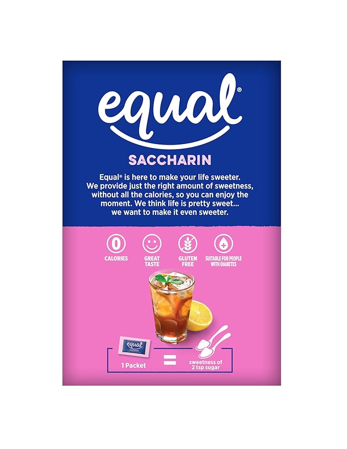 EQUAL Pink Zero Calorie Sweetener, Saccharin Sugar Substitute, Zero Calorie Sweetener Packets, Sugar Alternative, 100 Ct (Pack of 1)