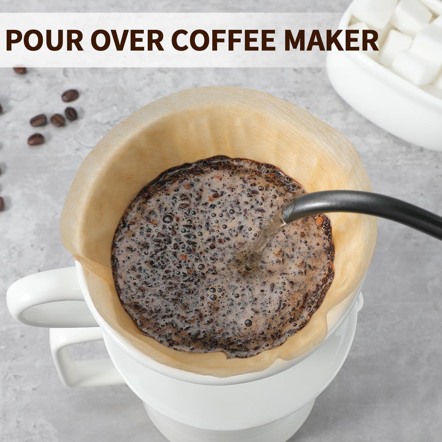 Mongdio Pour Over Coffee Maker, Ceramic Pour Over Dripper, Coffee Pour Over with 3 Holes Flat