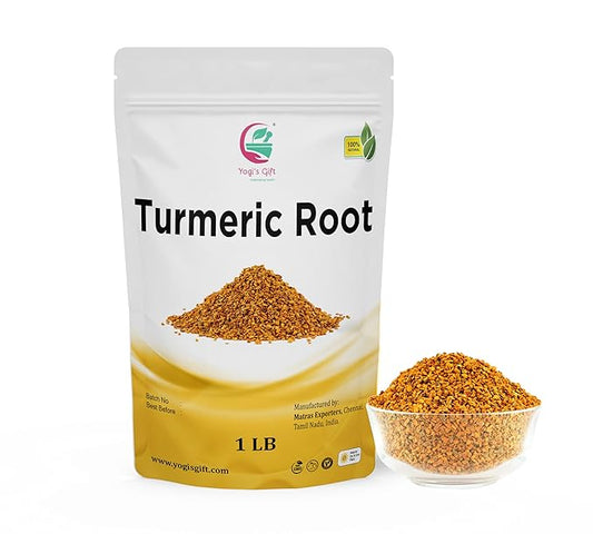 Turmeric root 1 lb | Cut and Sifted Dried Turmeric Pieces | Flavourful Indian Spice | Make Healthy Teas, Smoothies and Lattes | Curcuma longa | 100% Pure and Natural | by Yogi?셲 Gift짰