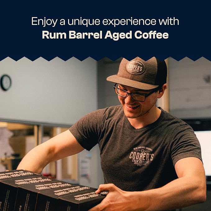 Rum Barrel Aged Coffee, Single-Origin Rwandan Beans Aged in Rum Barrels, Medium Roast Whole Bean, 2 lb