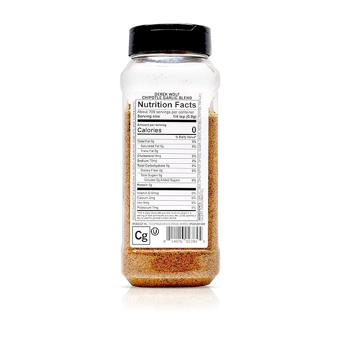 Spiceology & Derek Wolf - Chipotle Garlic Seasoning - Southwest Barbeque Rubs, Seasonings and Spice Blends - Use On: Pork, Wings, Eggs, Chicken, Beef, Ribs, Tacos and Vegetables - 20 oz
