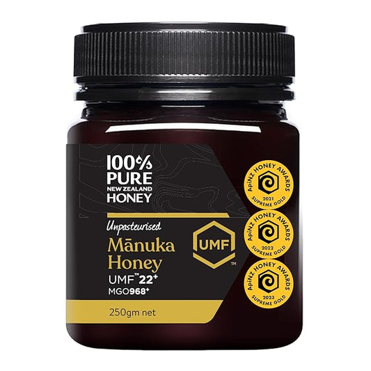 100% Pure New Zealand Honey Certified UMF 22+ MGO 968+ Ultra Premium Raw Manuka Honey 8.8 oz (250 g)