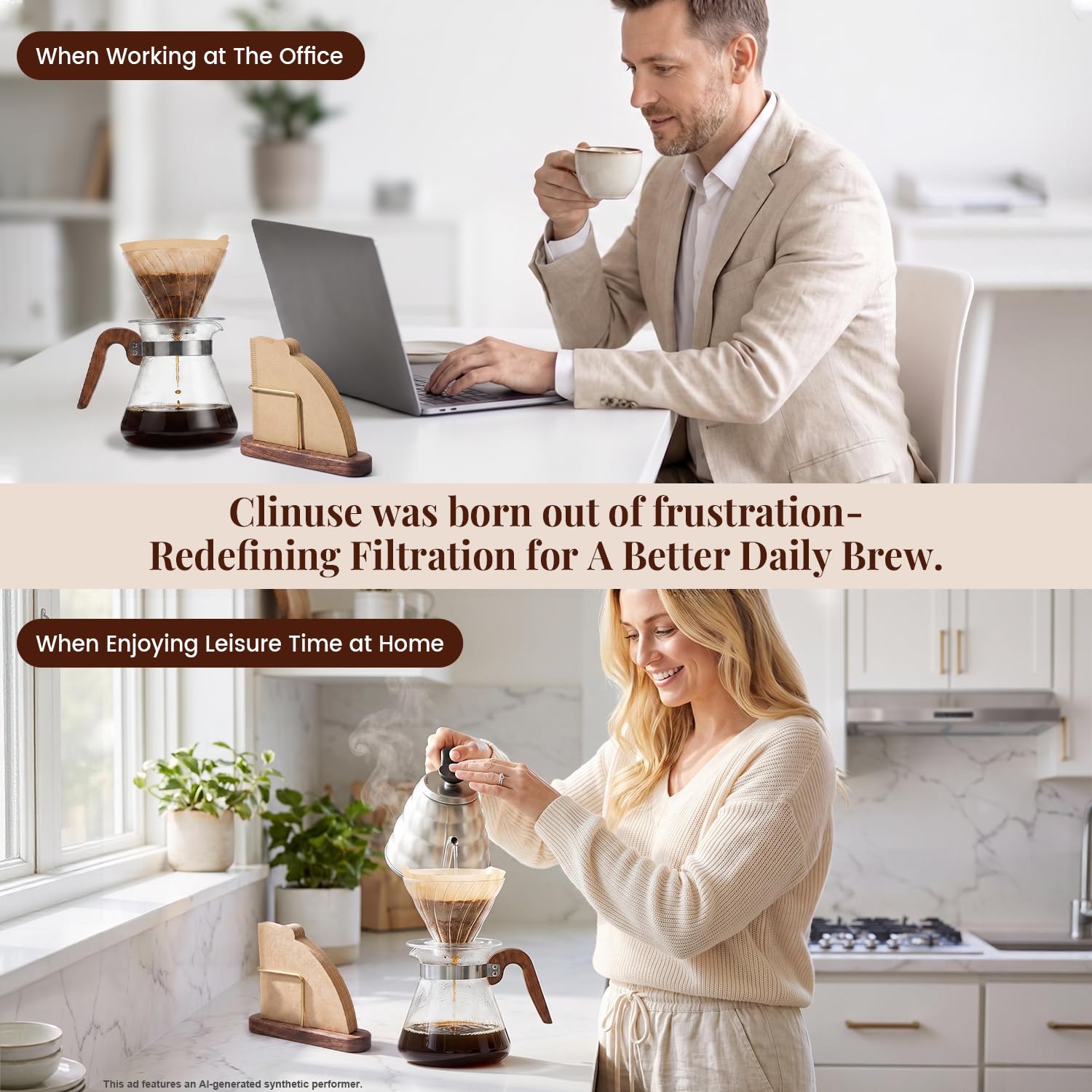 Clinuse Cone Coffee Filters #2, 200 Count Unbleached Size 02 Coffee Filter, Disposable Natural