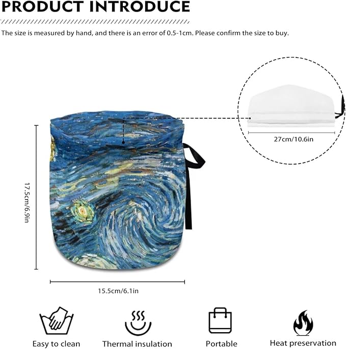 Starry Night Oil Painting Tea Pot Cosy Dust Proof Insulating Tea Pot Cozies for Teapots Kitchen Accessory Home Table Decorative Breakfast Warmer Teapot Cozies