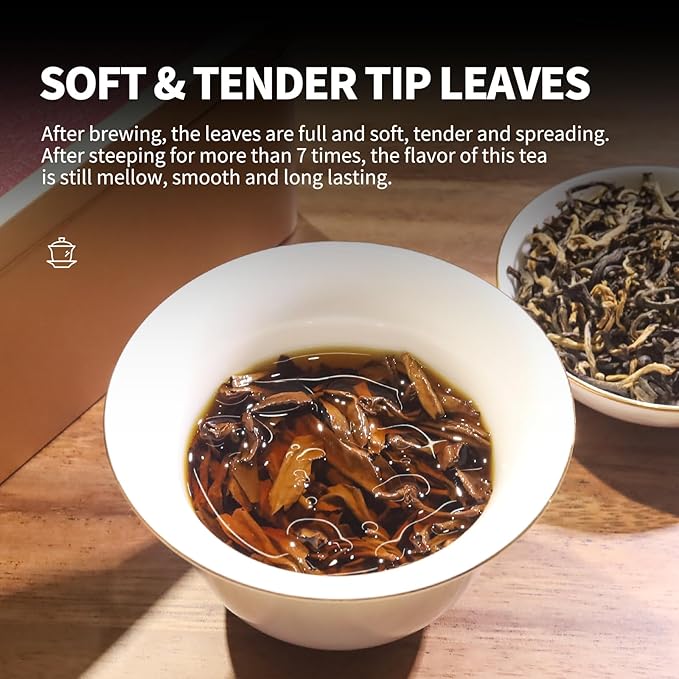 KHS Organic Selenium Tea, 3.17 OZ USDA Certified Chinese Yunnan Black Selenium-rich Tea, Health & Refreshment, No Dust Production Workshop, Natural Organic Planting Perfect for Hot Brew