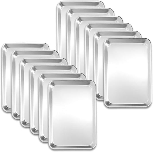 12 Pack Half Size Baking Sheet Pans, Aluminum Commercial Cookie Sheets Non-Stick, 18"x13"