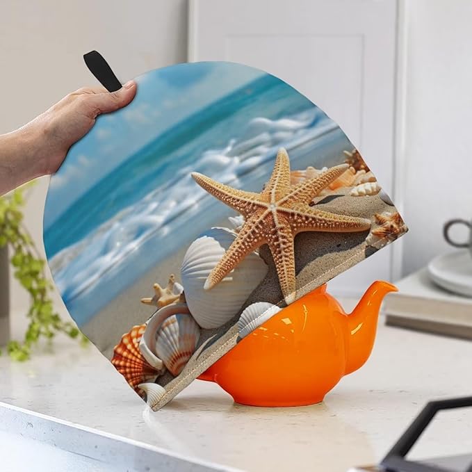 Starfish Tea Cosy for Teapot Cozy Beach Tea Cosy Kettle Dust Cover Teapot Dust Protector Home Kitchen Decorative Tea Cozies