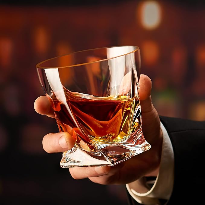 Old Fashioned Whiskey Glasses 10 OZ Rocks Glasses Set of 4, Gift Box - Barware For Bourbon, Scotch, Rum glasses for Men Women