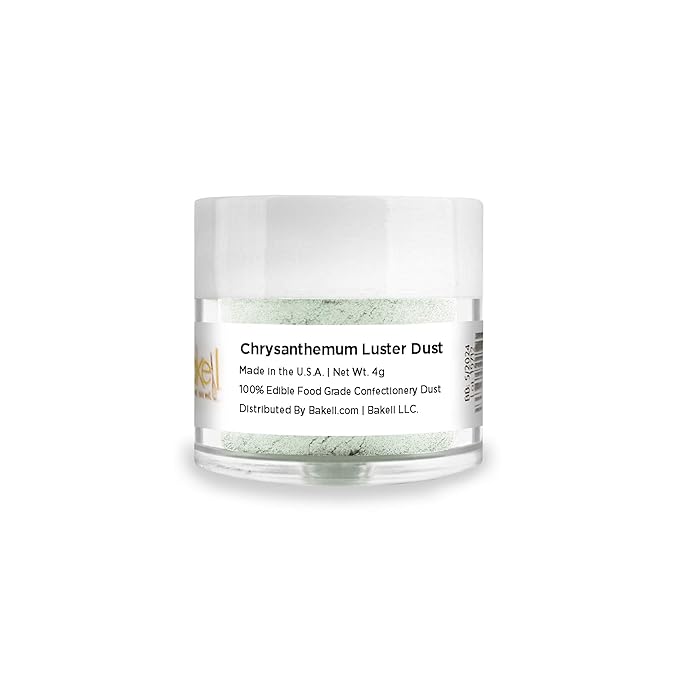 Luster Dust - Chrysanthemum Green (4g 1x Jar) | Edible Vegan Dust & Paint for Cake Decorating, Ice Cream, Desserts, Cocktails and Beverages by Bakell
