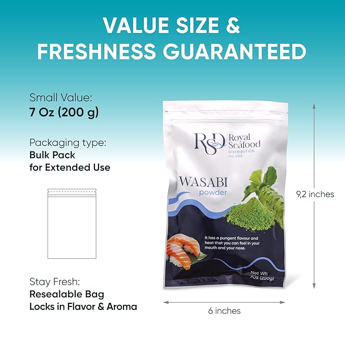 RSF ??Premium Wasabi Powder 200g (7 oz) ??Real Japanese Horseradish Root Powder for Sushi, Sashimi & Dipping - Hot Wasabi Powder Organic, Gluten-Free Japanese Seasoning