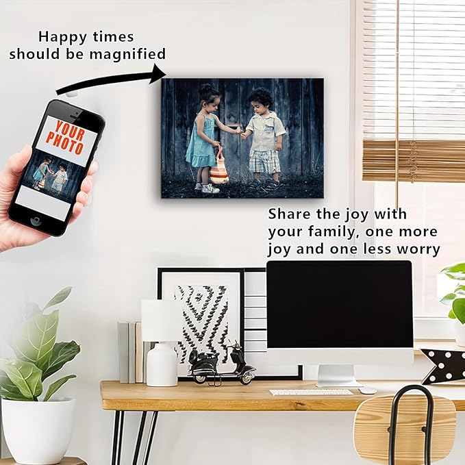 Hoopwarte Personalized Custom Canvas Prints, Photo on Canvas Transform Your Photos into Stunning Framed Wall Art-Personalized Prints pictures Wall Art Decor(16L?쐘12W 40x30cm)
