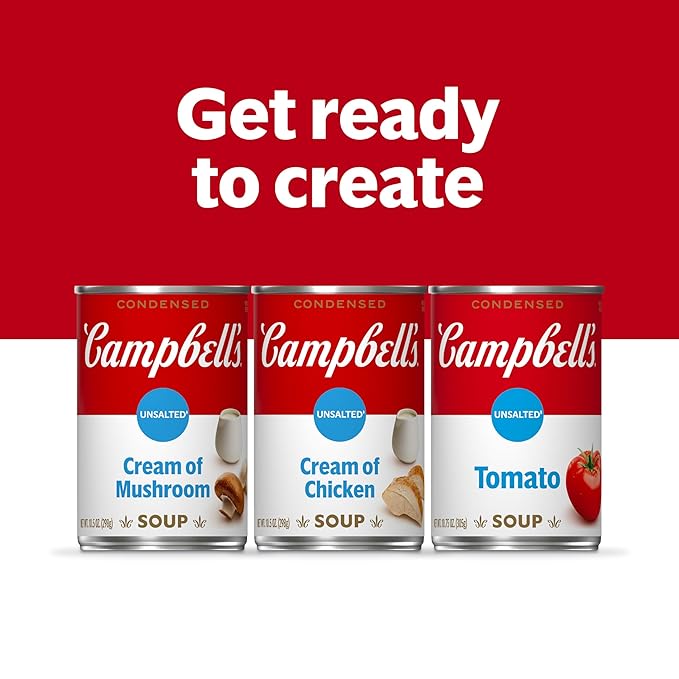 Campbell?™s Condensed Unsalted Cream of Mushroom Soup, 10.5 Ounce Can (Pack of 12), brand is Campbell''s