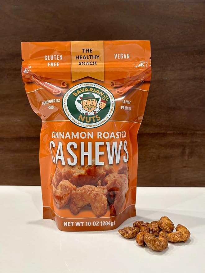 Magic Bavarian Cinnamon Roasted Cashews, 10 Oz - Sweet, Gluten-Free, Vegan Nuts, Made in the USA