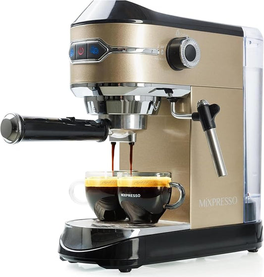 Mixpresso Professional Espresso Machine for Home 15 Bar with Milk Frother Steam Wand, Espresso Maker with Double-Cup Splitter 1450w Fast Heating, Cappuccino and Latte machine 37Oz Water Tank