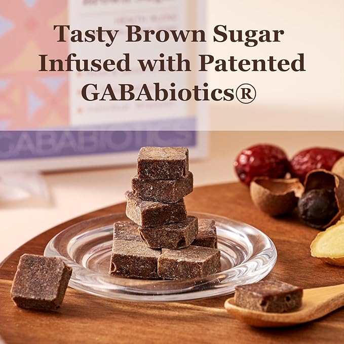 FOODHO GABA Joy Cubes Brown Sugar Cubes Health Blend with Ginger, Longan and Red Dates, Natural Muscovado Sugar, Soothing Ginger Tea, No Preservatives