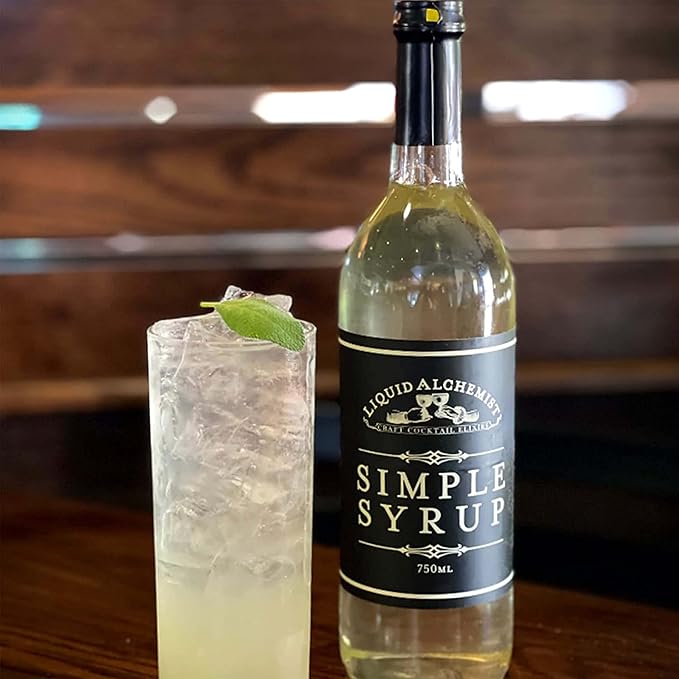 Liquid Alchemist Simple Syrup for Cocktails - Real Ingredients Make our Simple Sugar Syrup the Perfect Old Fashioned Mix - Non-GMO, Gluten Free & Vegan (25.4 oz)