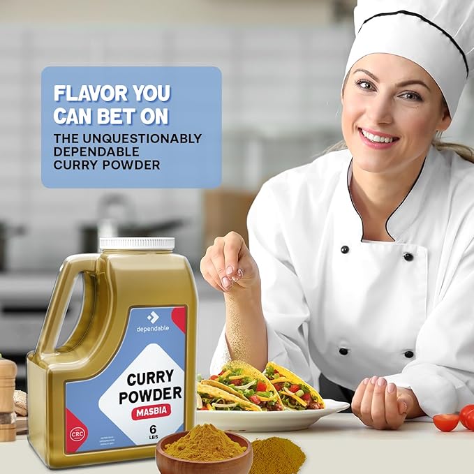 Dependable Foods Curry Powder Spice – 6 Lb. Bulk Jar - 100% Natural, Non-GMO, Salt-Free, Allergen Free | Kosher, | Exotic Seasoning Blend