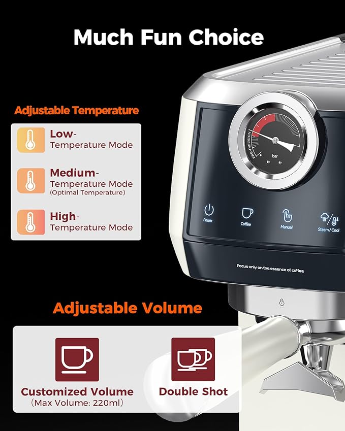 Tuni E2 58mm Espresso Machine 20Bar Espresso Maker, ?ë¦?ë§?ë¦?ë§??ë¦?ë§?ë§?ë§?ë§?ë§?Coffee Maker with 10mm Steam Milk Frother, Semi-automatic Coffee Machine with UKLA Pump for Espresso, Gift for Coffee Lover