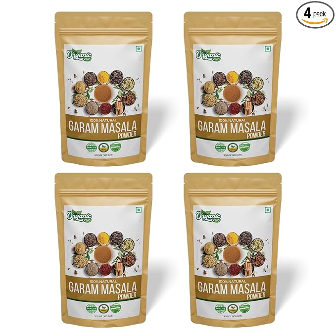 Organic Zing Organic Garam Masala - A Versatile Indian Blend of Spices and Herbs | USDA Certified | Seasoning Blend | Vegan | Preservative Free | Product of India (100 Gram) Pack of 4 organic