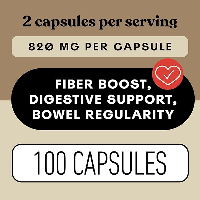 Pure Natural Whole Psyllium Husk Powder Capsules - 660mg Capsules 100 Pure Unflavored Fiber & Colon Cleanse Pills