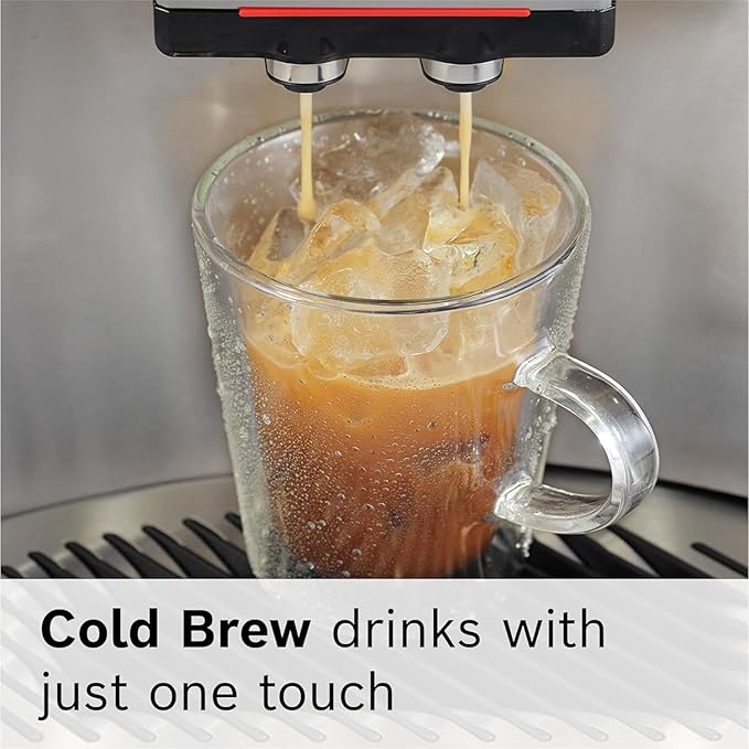 Bosch 800 Series Fully Automatic Espresso and Coffee Machine ??36 Drinks with Coffee World, Cold Brew, Double Cup, Milk Hose, Glass Milk Container, in Metallic Silver TPU60501