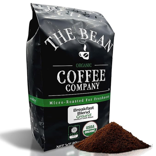 The Bean Organic Coffee Company Breakfast Blend, Medium Dark Roast, Ground Coffee, 5-Pound Bag,Café